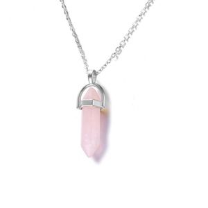 ✌🏻2/$25 Rose Quartz Crystal Point Silver Necklace